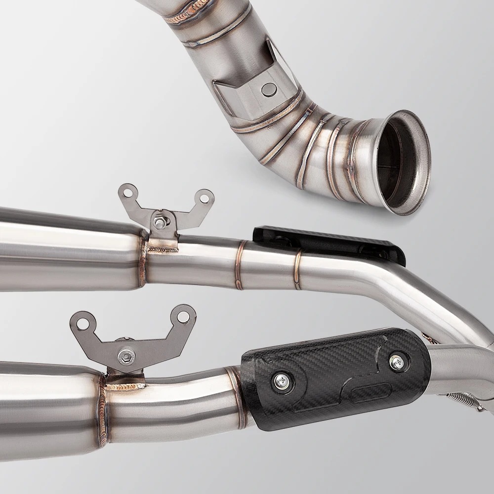 2018-2025 Duke 790 Motorcycle Exhaust System Modification with New 51MM GP Dual Muffler and Middle Link Pipe